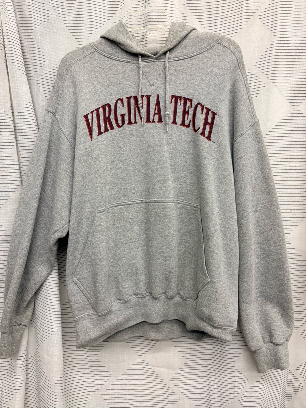 Va Tech Coligate Academia Sports Oversized Grey Cotton Blend Hoodie